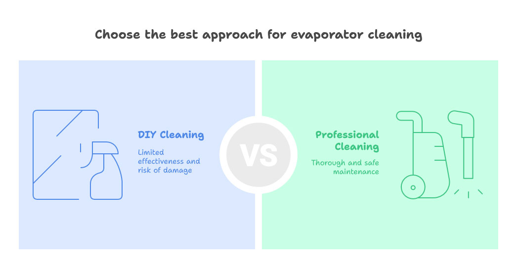 Choose the best approach for evaporator cleaning