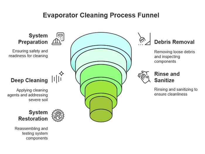 Evaporator Cleaning Process Funnel